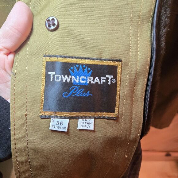 Vtg Towncraft Plus Mens Trench Coat Faux Fur Removable Liner Sz 36 - Picture 4 of 10